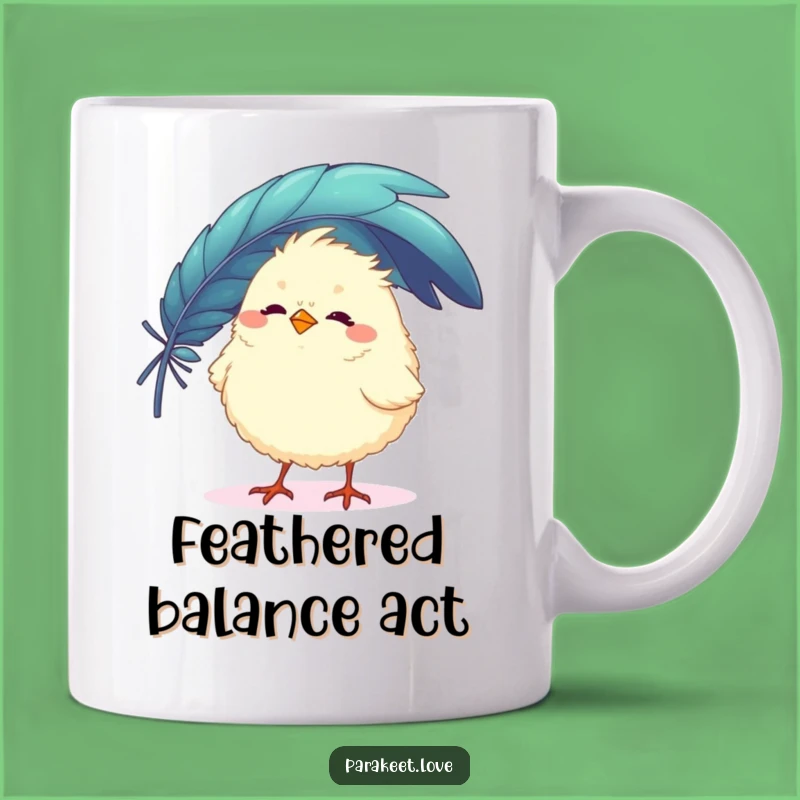 Funny Feather Balance Bird Mug: Playful Aviary Design, Perfect Funny Gift