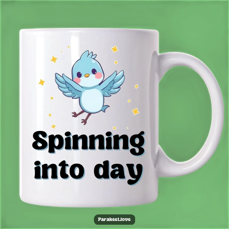 Funny Star Leap Bird Mug: Joyful Blue Character Art, Perfect Funny Gift