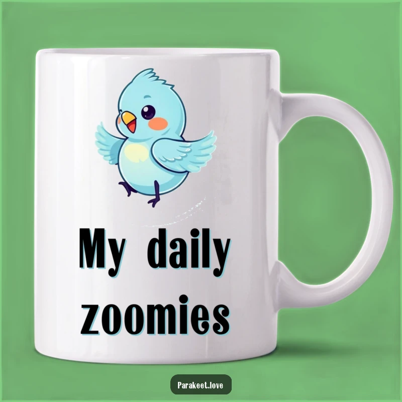 Funny Blue Parakeet Spinning Mug - Hilarious Bird Motion Art Gift