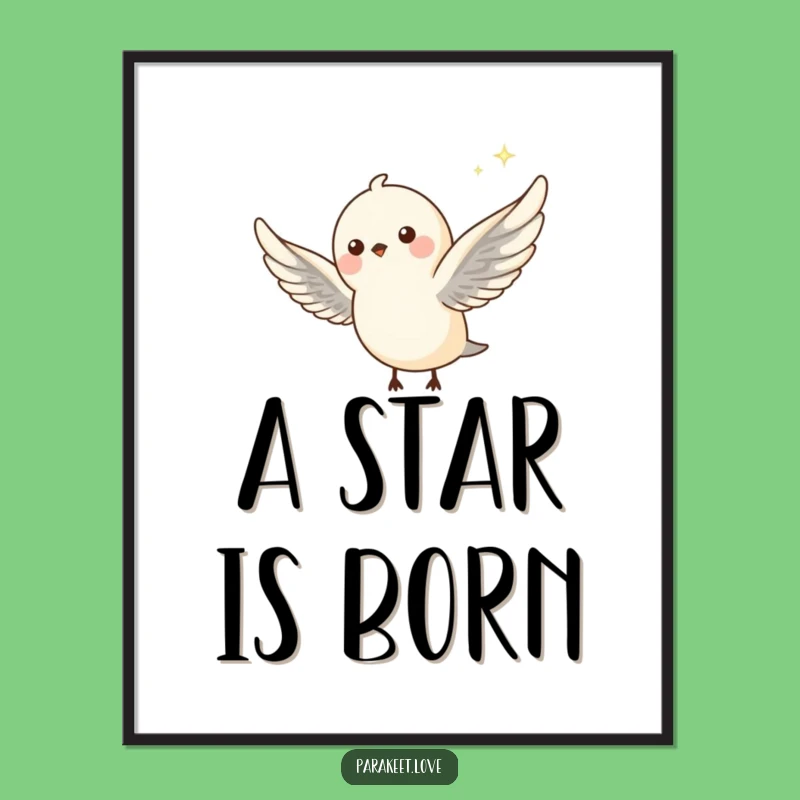 Funny Sparkle Flight Digital Art: Bird Art Print, Instant Funny Gift