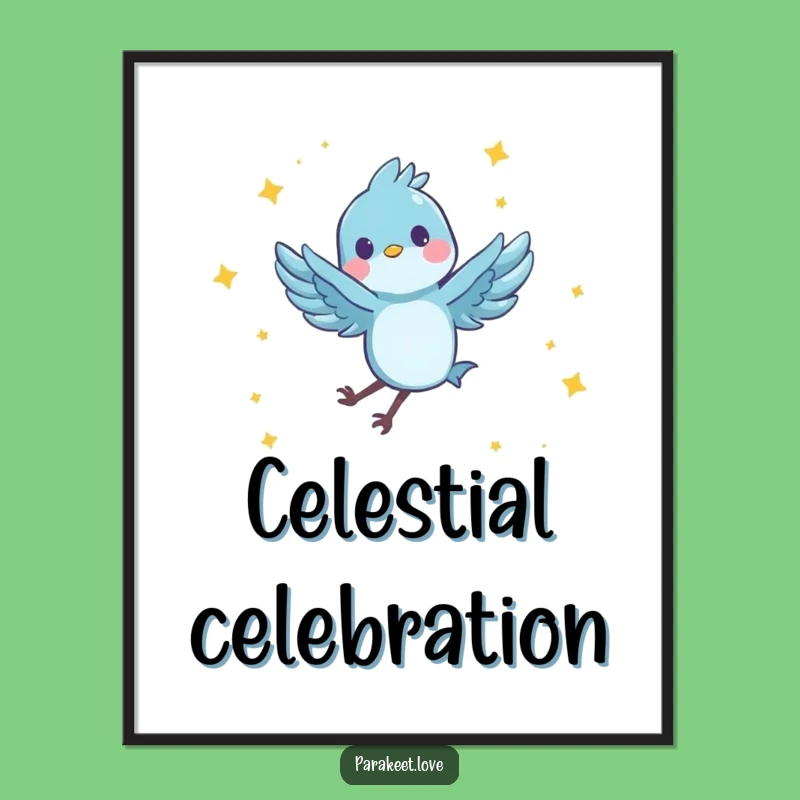 Funny Star Leap Digital Art: Blue Bird Art Print, Instant Funny Gift