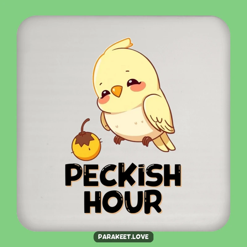 Funny Budgie Pecking Coaster Set - Focused Bird Decor Gift