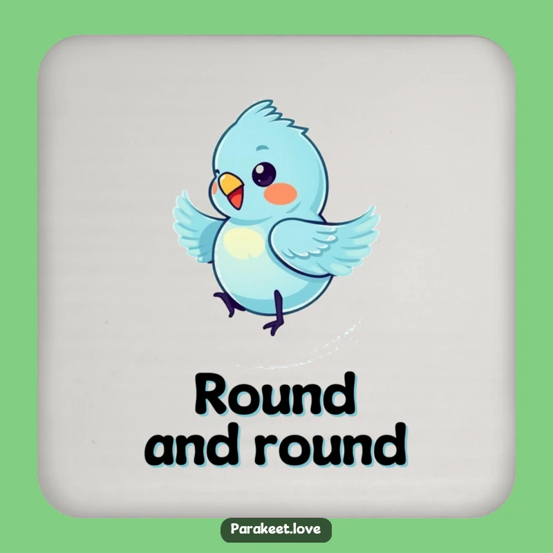 Funny Spinning Blue Parakeet Coaster Set - Protect Surfaces with Bird Humor