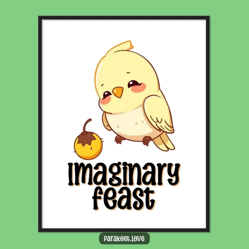 Funny Budgie Pecking Poster - Focused Delight Bird Art Print Gift