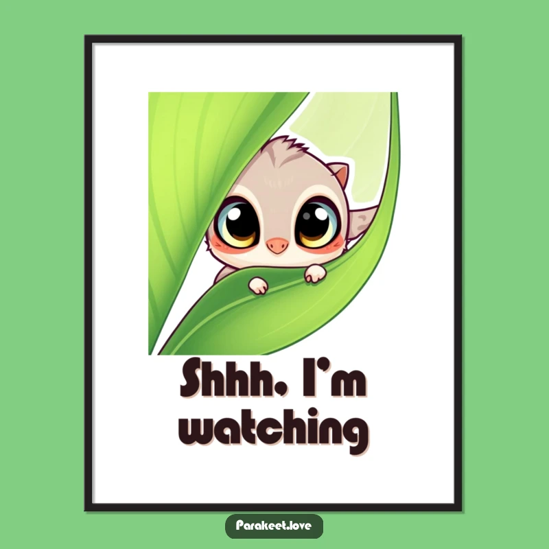 Funny Curious Creature Poster: Adorable Winged Art Print, Whimsical Funny Gift