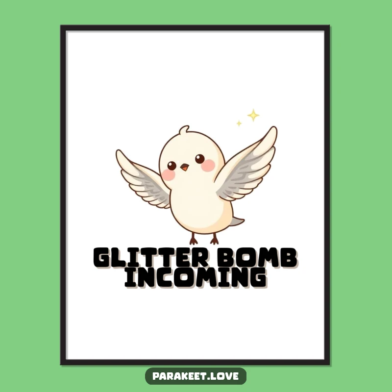 Funny Sparkle Flight Poster: Whimsical Bird Art Print, Whimsical Funny Gift