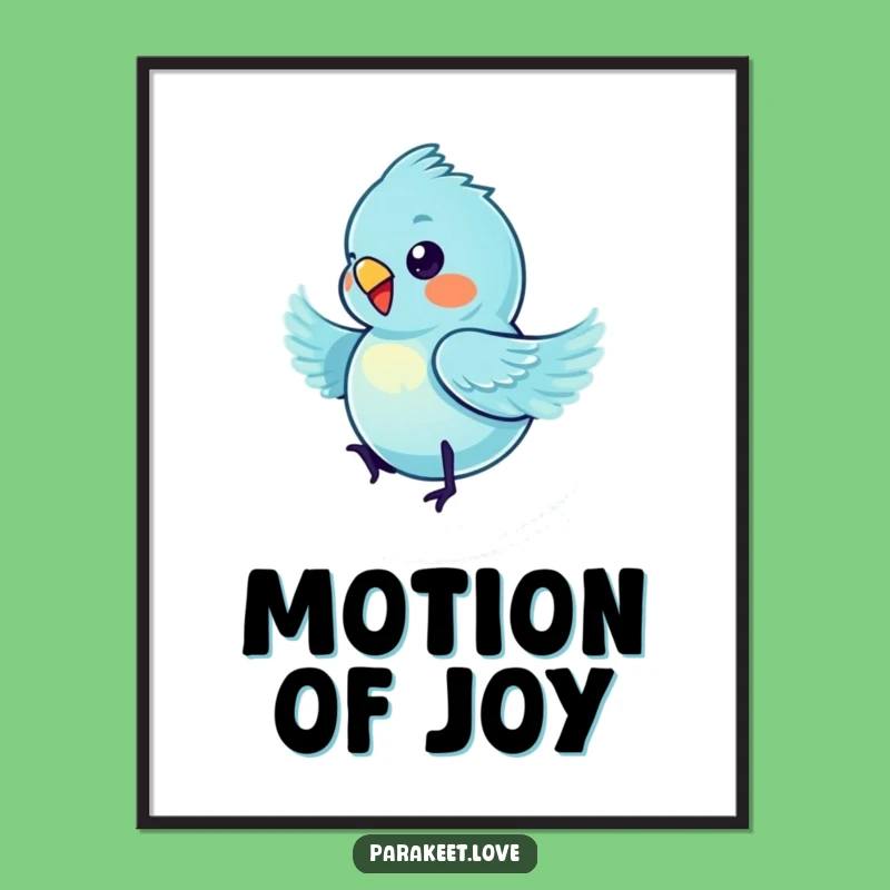 Funny Spinning Blue Parakeet Poster - Vibrant Motion Art Print Gift