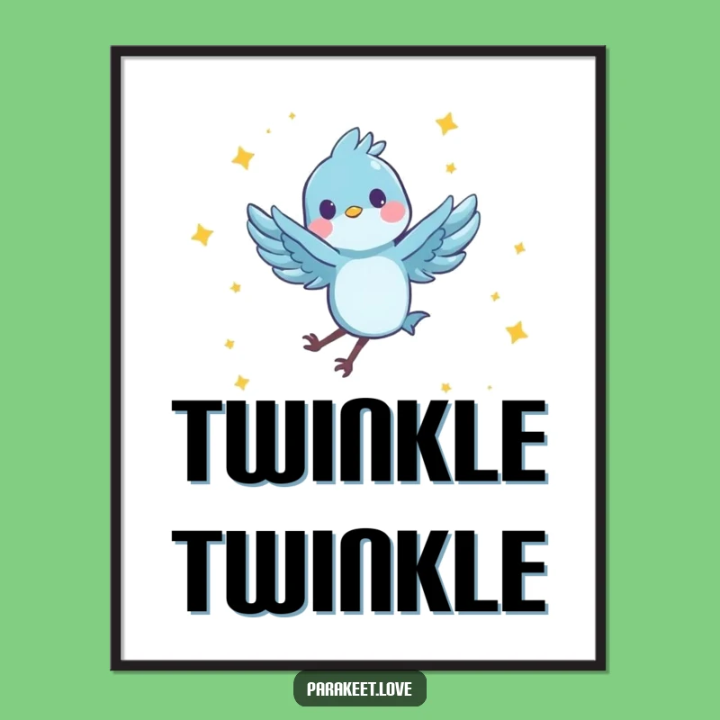 Funny Star Leap Poster: Joyful Bird Art Print, Whimsical Funny Gift