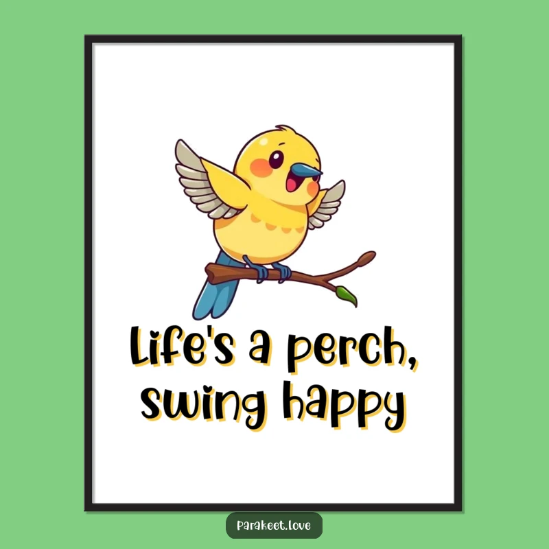 Free Printable Wall Art: Swinging Bird, Funny Quirky Downloadable Decor