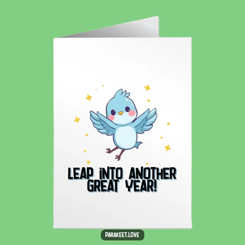 Free Printable Birthday Card: Blue Bird, Funny Leap Downloadable Gift