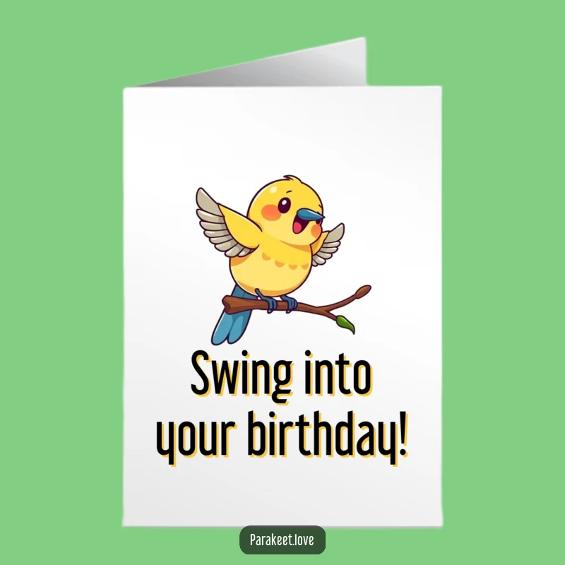 Free Printable Birthday Card: Swinging Bird Excitement, Funny Downloadable Gift