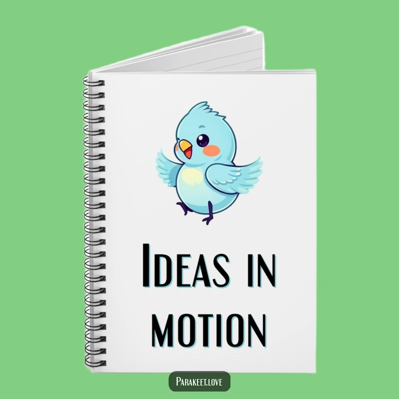 Funny Spinning Blue Parakeet Notebook - Jot Down Ideas with Joyful Motion